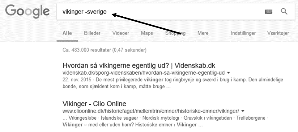 Google - Brug minus i din søgning