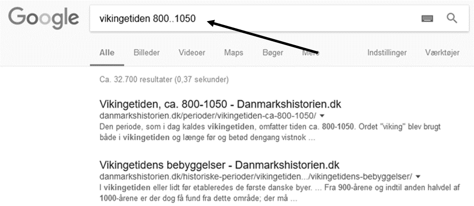 Google - Søg med årstal