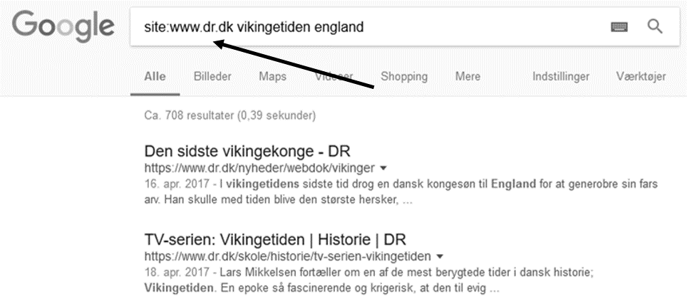 Google - Søg på en side og find undersider