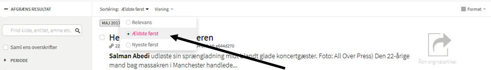 Infomedia - Sorter resultaterne
